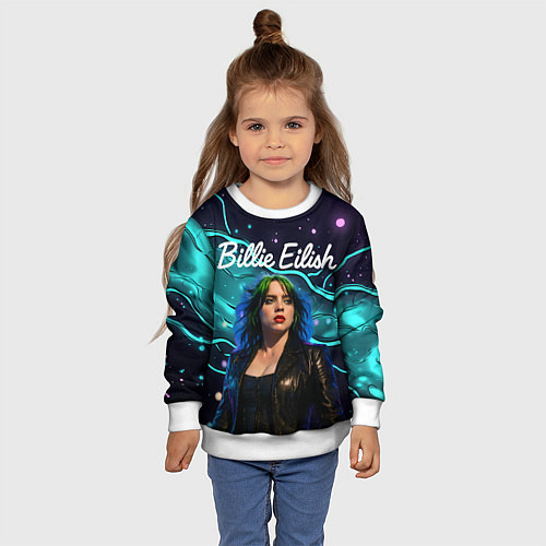 Детский свитшот Певица Билли Айлиш / 3D-Белый – фото 4