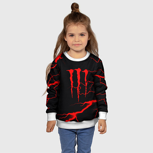 Детский свитшот Monster energy storm red / 3D-Белый – фото 4