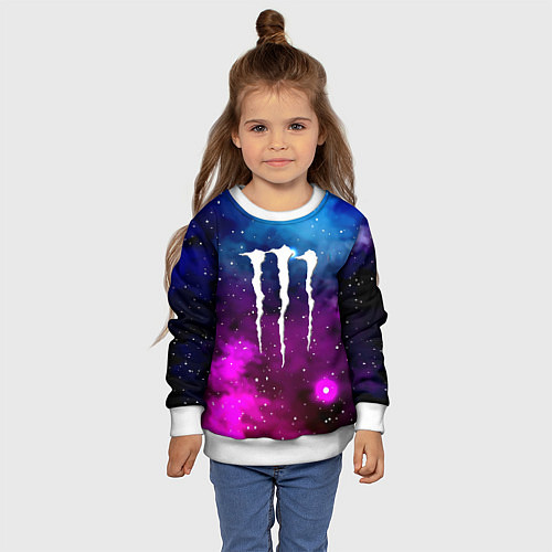 Детский свитшот Monster energy neon space / 3D-Белый – фото 4