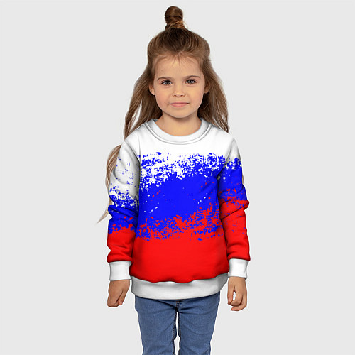 Детский свитшот Патриот - флаг / 3D-Белый – фото 4