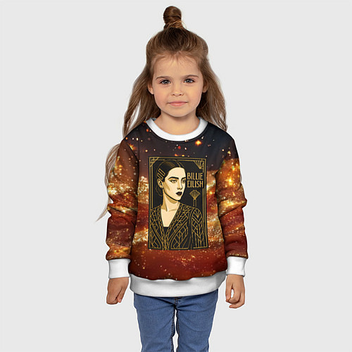 Детский свитшот Билли Айлиш в золотой рамке / 3D-Белый – фото 4