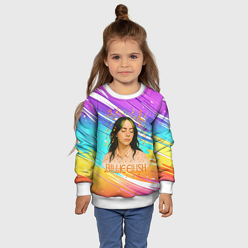 Детский свитшот Билли Айлиш с нотами / 3D-Белый – фото 4
