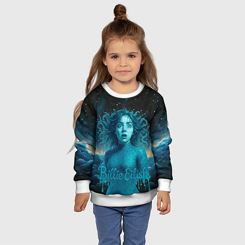Детский свитшот Билли Айлиш из волн / 3D-Белый – фото 4