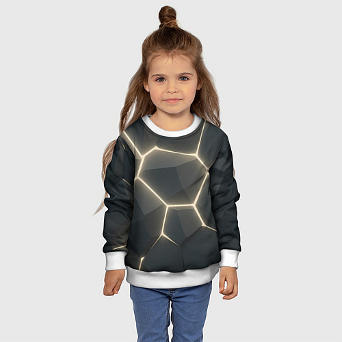 Детский свитшот Объемные серые плиты / 3D-Белый – фото 4