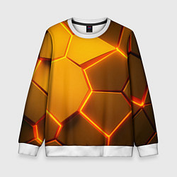 Свитшот детский Желтые неоновые соты - текстура, цвет: 3D-белый