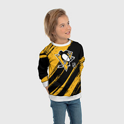 Свитшот детский Питтсбург Пингвинз - брызги краски, цвет: 3D-белый — фото 2
