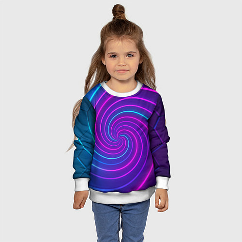 Детский свитшот Сине-фиолетовая спираль / 3D-Белый – фото 4