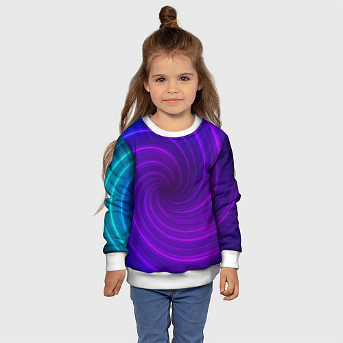 Детский свитшот Фиолетовая спираль / 3D-Белый – фото 4