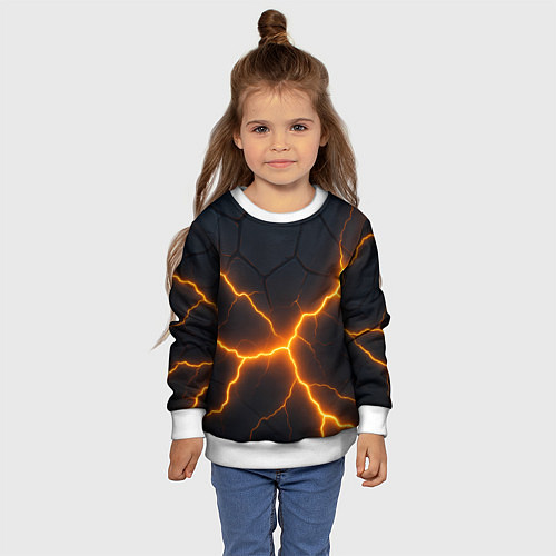 Детский свитшот Молнии и черные плиты / 3D-Белый – фото 4