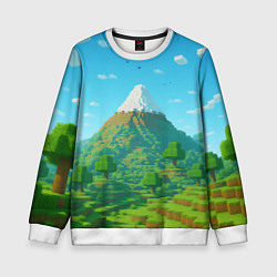 Детский свитшот Пейзаж Minecraft с горой со снежной шапкой