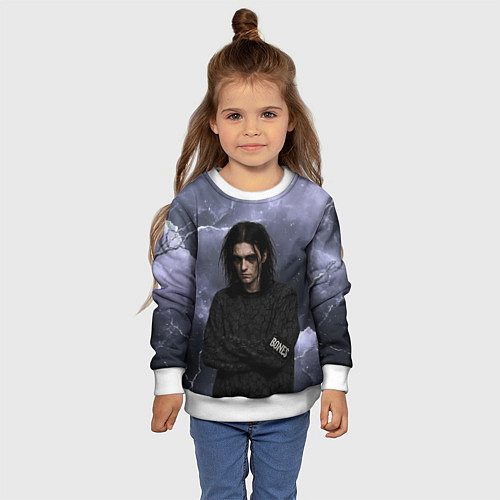 Детский свитшот Bones в образе психа / 3D-Белый – фото 4