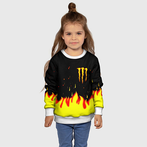 Детский свитшот Monster energy fire steel / 3D-Белый – фото 4