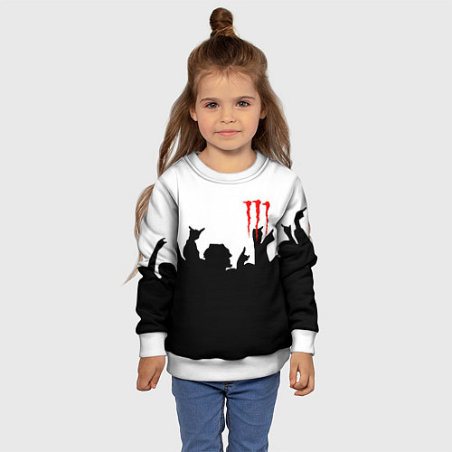 Детский свитшот Monster energy rock black / 3D-Белый – фото 4