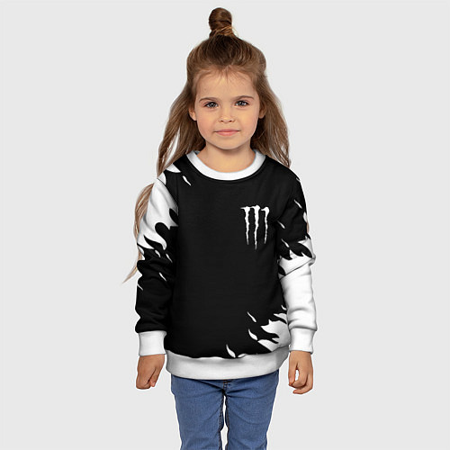 Детский свитшот Monster energy fire white / 3D-Белый – фото 4
