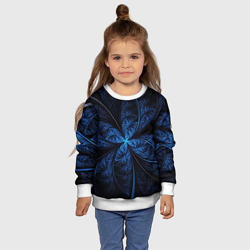 Детский свитшот Синий цветок / 3D-Белый – фото 4