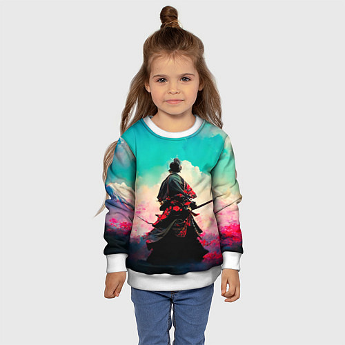 Детский свитшот Самурай и сакура / 3D-Белый – фото 4