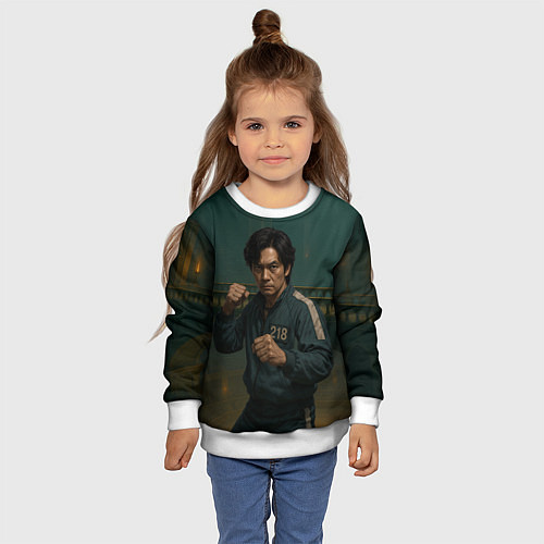 Детский свитшот Игрок 218 в боевой стойке / 3D-Белый – фото 4