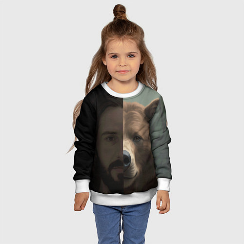 Детский свитшот Человек-медведь / 3D-Белый – фото 4