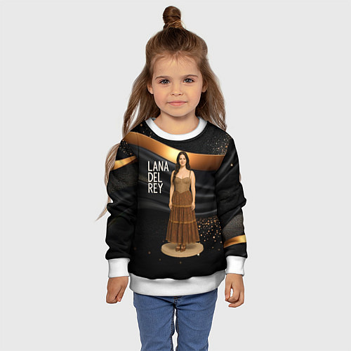 Детский свитшот Lana Del Rey в ретро платье / 3D-Белый – фото 4