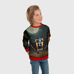 Свитшот детский Капучино Ассассино мем, цвет: 3D-красный — фото 2