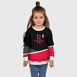 Свитшот детский Хьюстон Рокетс - линии, цвет: 3D-белый — фото 2