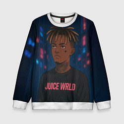 Свитшот детский Juice WRLD - Неоновый аниме арт, цвет: 3D-белый