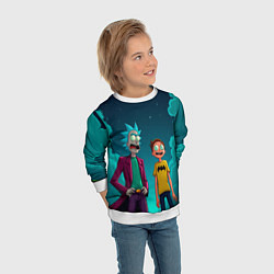 Свитшот детский Рик и Морти под вечерним небом, цвет: 3D-белый — фото 2