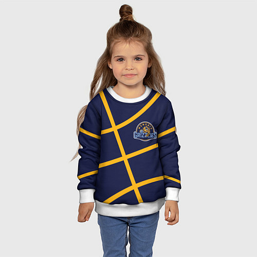 Детский свитшот Мемфис Гриззлис - баскетбольные линии / 3D-Белый – фото 4
