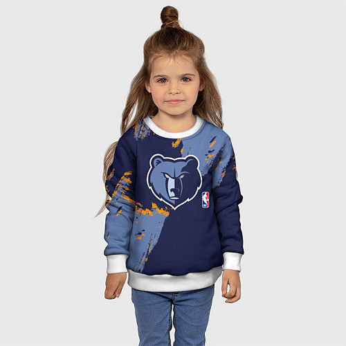 Детский свитшот Мемфис Гриззлис - логотип команды / 3D-Белый – фото 4
