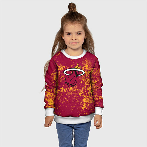 Детский свитшот Майами Хит - брызги красок / 3D-Белый – фото 4