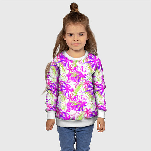 Детский свитшот Palm tree pink / 3D-Белый – фото 4