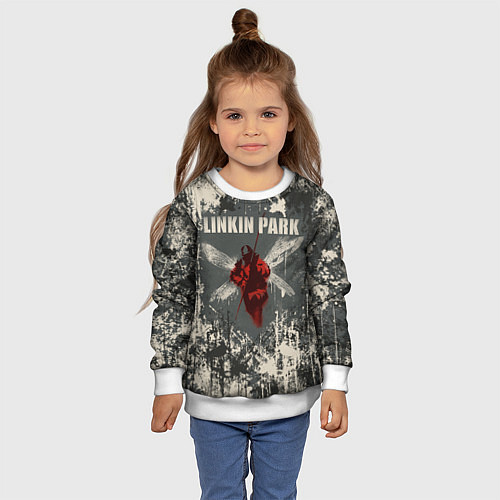 Детский свитшот Linkin Park - Hybrid Theory / 3D-Белый – фото 4