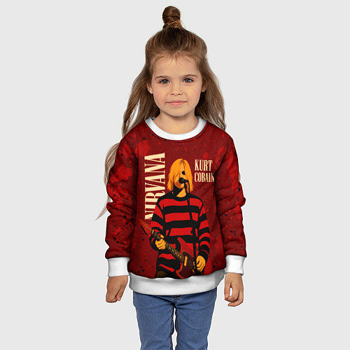 Детский свитшот Нирвана, гранж из 90-х / 3D-Белый – фото 4