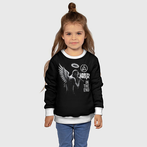 Детский свитшот Честер Беннингтон ангел- In the end / 3D-Белый – фото 4