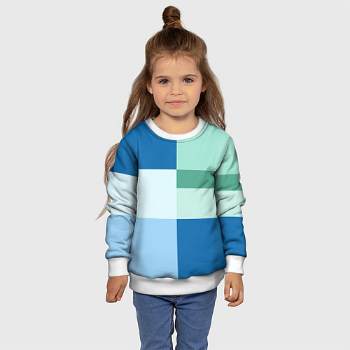 Детский свитшот Мятное небо колор-блок / 3D-Белый – фото 4