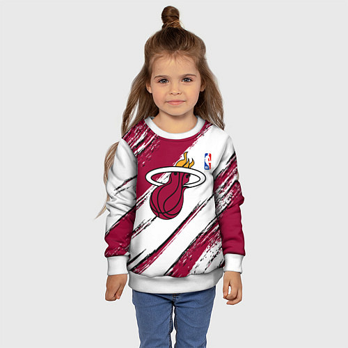 Детский свитшот Майами Хит - линии с потертостями / 3D-Белый – фото 4