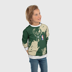 Свитшот детский Милуоки Бакс - разлитая краска, цвет: 3D-белый — фото 2