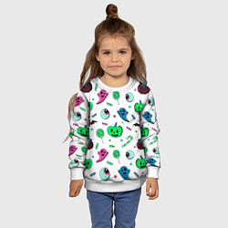 Свитшот детский Halloween light green pumpkin - паттерн, цвет: 3D-белый — фото 2