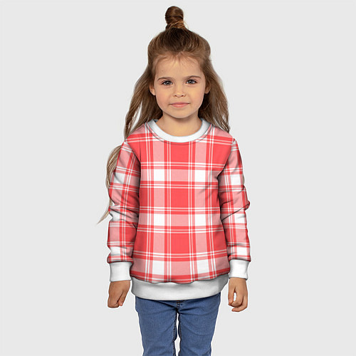 Детский свитшот Checked red white / 3D-Белый – фото 4