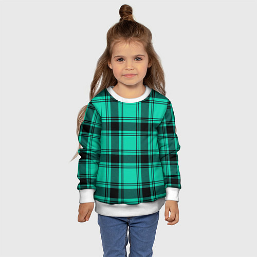 Детский свитшот Checkered turquoise / 3D-Белый – фото 4