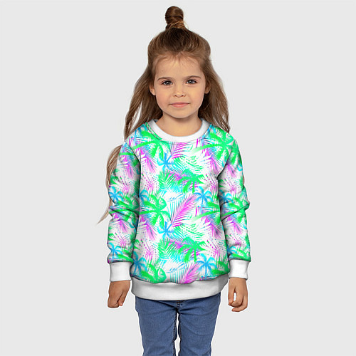 Детский свитшот Palm green light blue / 3D-Белый – фото 4