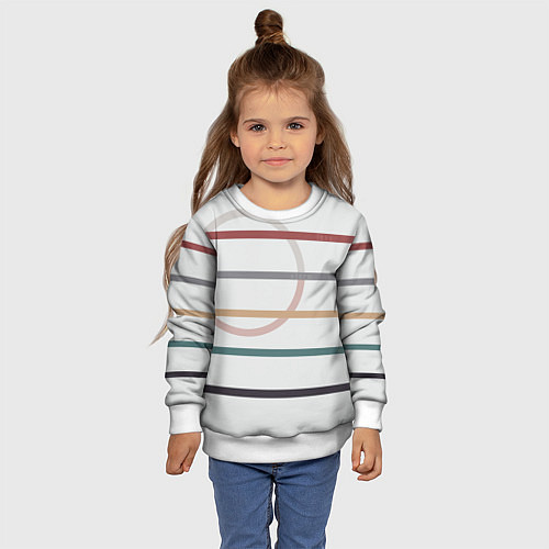 Детский свитшот Stripes and circle / 3D-Белый – фото 4
