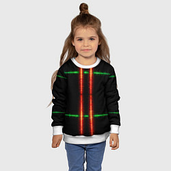 Свитшот детский Color black green red lines, цвет: 3D-белый — фото 2