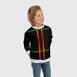 Свитшот детский Color black green red lines, цвет: 3D-белый — фото 2