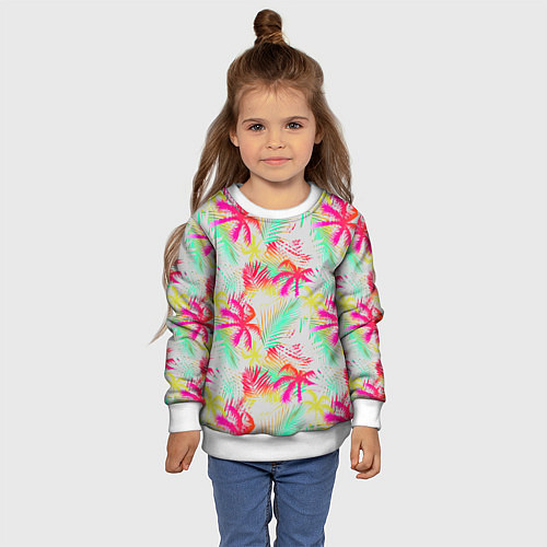 Детский свитшот Palm yellow pink / 3D-Белый – фото 4