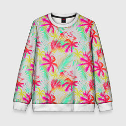 Свитшот детский Palm yellow pink, цвет: 3D-белый