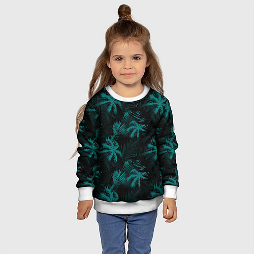 Детский свитшот Palm light blue dark / 3D-Белый – фото 4