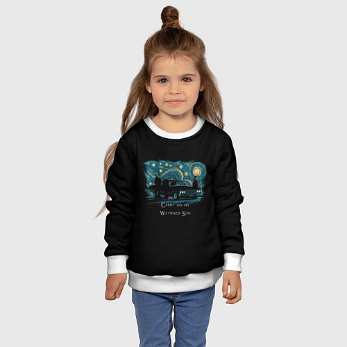 Детский свитшот Сверхъестественное carry on my wayward son / 3D-Белый – фото 4