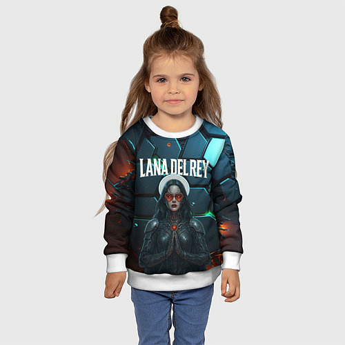 Детский свитшот Lana Del Rey в стиле киберпанка / 3D-Белый – фото 4