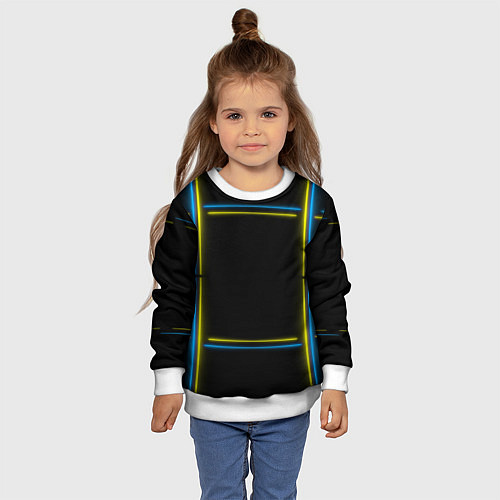 Детский свитшот Neon yellow blue / 3D-Белый – фото 4